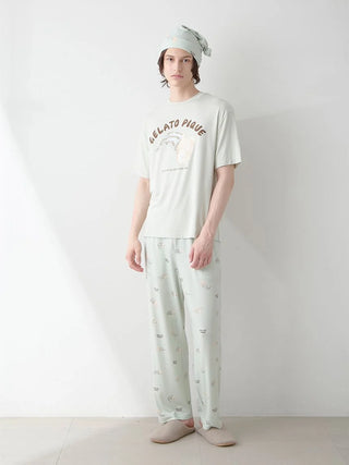 Mens Sleeping Cat Rayon All-over Print Pants