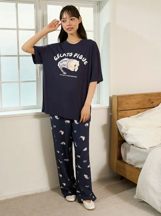 Mens Sleeping Cat Rayon All-over Print Pants