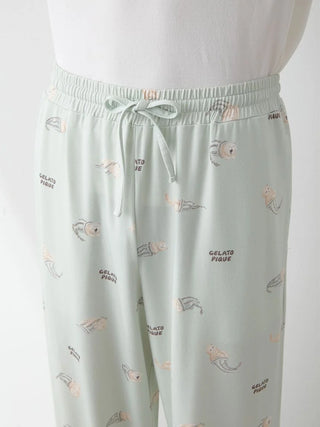 Mens Sleeping Cat Rayon All-over Print Pants