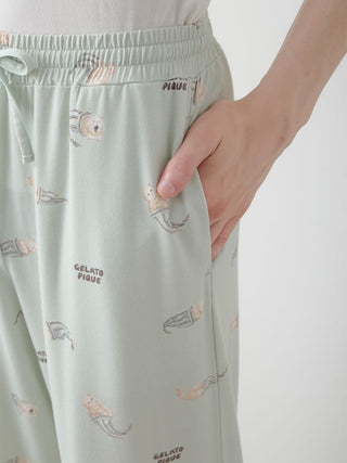 Mens Sleeping Cat Rayon All-over Print Pants