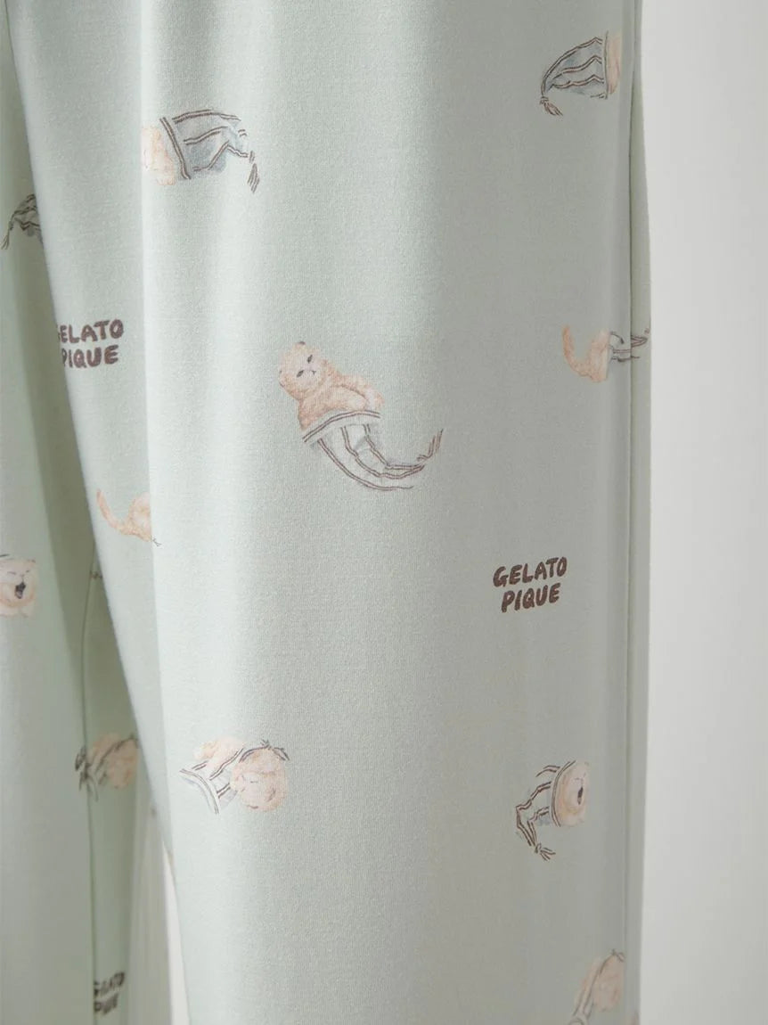 Mens Sleeping Cat Rayon All-over Print Pants