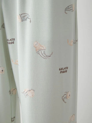 Mens Sleeping Cat Rayon All-over Print Pants