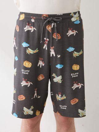[Hirano Toshiyuki] Men's Cool Rayon Plane Dog Printed Shorts - view 7