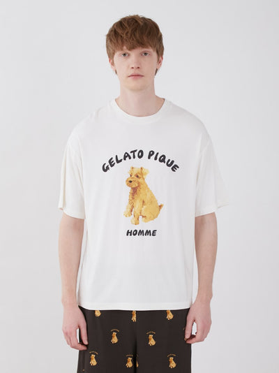 Men's Rayon Schnauzer Motif T-shirt gelato pique