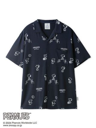 PEANUTS MENS Printed Pajama Shirt in NAVY, Men's Loungewear Shirt Sleepwear Shirt, Lounge Set at Gelato Pique USA.