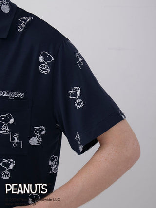 PEANUTS MENS Printed Pajama Shirt in NAVY, Men's Loungewear Shirt Sleepwear Shirt, Lounge Set at Gelato Pique USA.