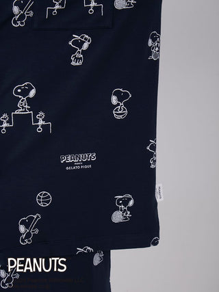 PEANUTS MENS Printed Pajama Shirt in NAVY, Men's Loungewear Shirt Sleepwear Shirt, Lounge Set at Gelato Pique USA.