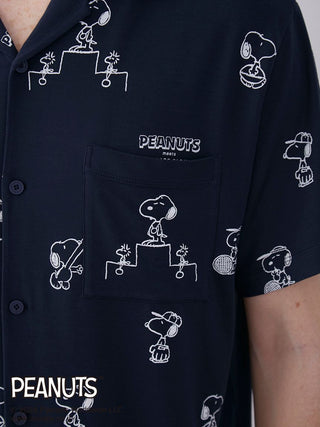 PEANUTS MENS Printed Pajama Shirt in NAVY, Men's Loungewear Shirt Sleepwear Shirt, Lounge Set at Gelato Pique USA.