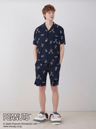 PEANUTS MENS Printed Pajama Shirt in NAVY, Men's Loungewear Shirt Sleepwear Shirt, Lounge Set at Gelato Pique USA.