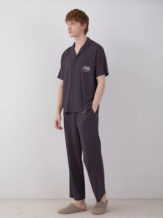 COOL MEN'S Rayon Logo Pajama Sleep Shirt in DARK GRAY, Men's Loungewear Shirt Sleepwear Shirt, Lounge Set at Gelato Pique USA.