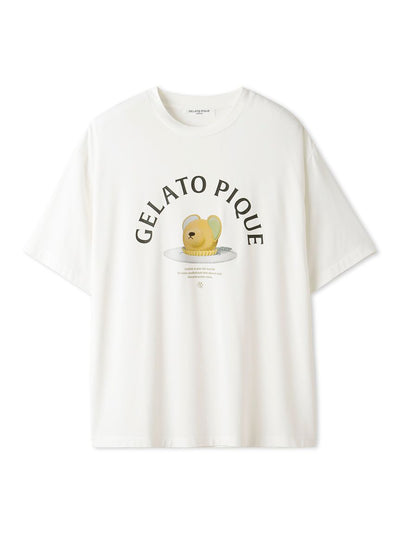 MEN'S Rayon Bear Cake Motif Lounge T-shirt gelato pique