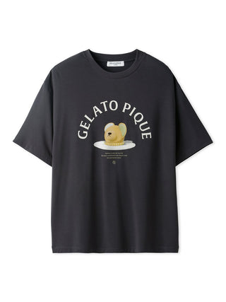 MEN'S Rayon Bear Cake Motif Lounge T-shirt in DARK GRAY, Men's Loungewear Tops, T-shirt , Tank Top at Gelato Pique USA.