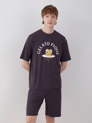 MEN'S Rayon Bear Cake Motif Lounge T-shirt in DARK GRAY, Men's Loungewear Tops, T-shirt , Tank Top at Gelato Pique USA.