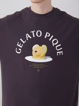 MEN'S Rayon Bear Cake Motif Lounge T-shirt in DARK GRAY, Men's Loungewear Tops, T-shirt , Tank Top at Gelato Pique USA.