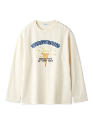 MENS Long-Sleeve T Shirt with Soft-Serve Ice Cream Pattern