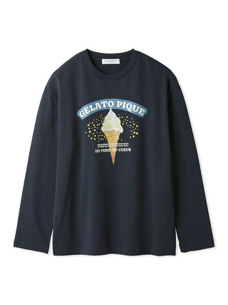 MENS Long-Sleeve T Shirt with Soft-Serve Ice Cream Pattern