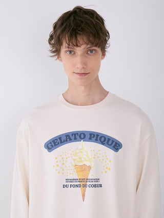 MENS Long-Sleeve T Shirt with Soft-Serve Ice Cream Pattern