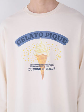 MENS Long-Sleeve T Shirt with Soft-Serve Ice Cream Pattern