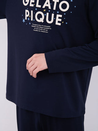 Men's inlay star logo long sleeve T-shirt by Gelato Pique, featuring celestial motifs and lightweight comfort.