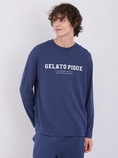 MEN'S Rayon Inlay Message Logo Long Sleeve T-shirt gelato pique