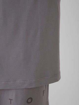 Close-up of Rayon Logo Motif Men T-Shirt showcasing Gelato Pique USA premium loungewear design with soft, cool-touch fabric.