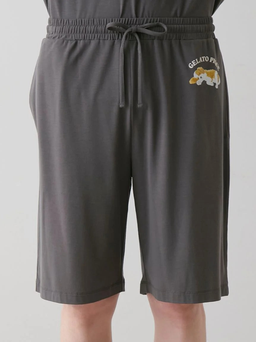 MEN's Cool-Touch Rayon Sleeping Dog T-Shirt & Shorts Set