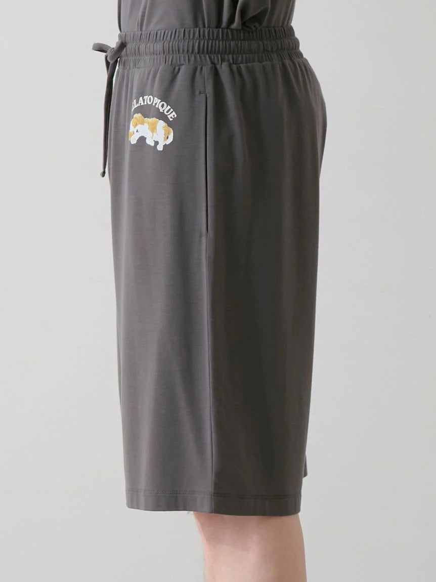 MEN's Cool-Touch Rayon Sleeping Dog T-Shirt & Shorts Set