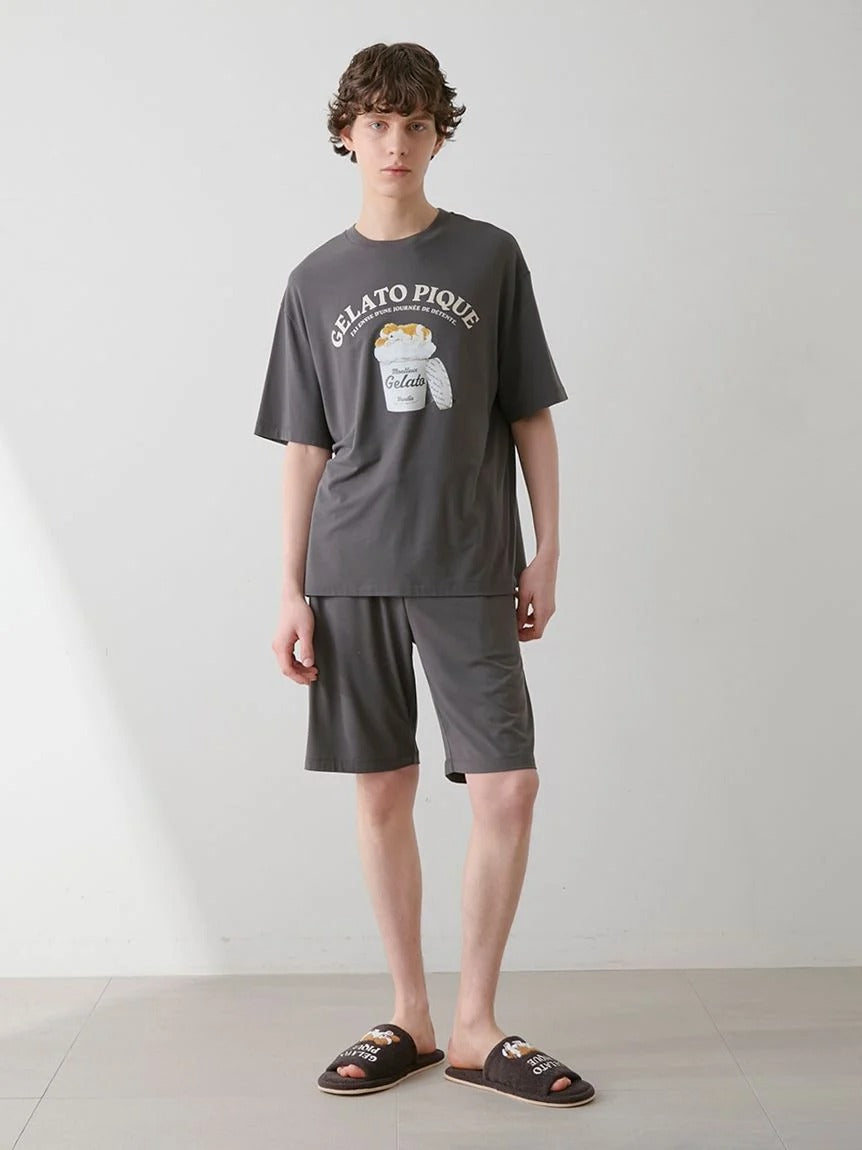 MEN's Cool-Touch Rayon Sleeping Dog T-Shirt & Shorts Set