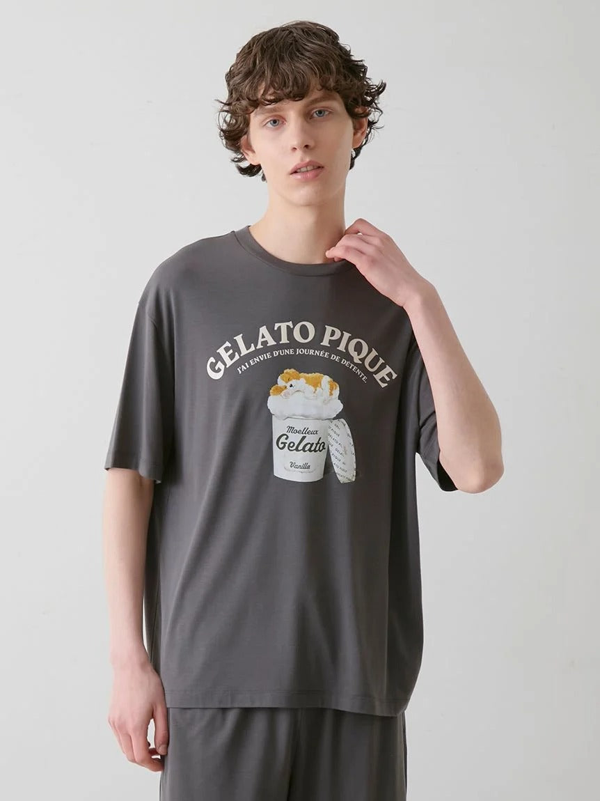 MEN's Cool-Touch Rayon Sleeping Dog T-Shirt & Shorts Set