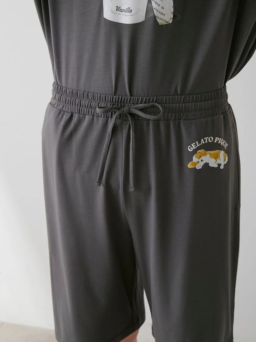 MEN's Cool-Touch Rayon Sleeping Dog T-Shirt & Shorts Set