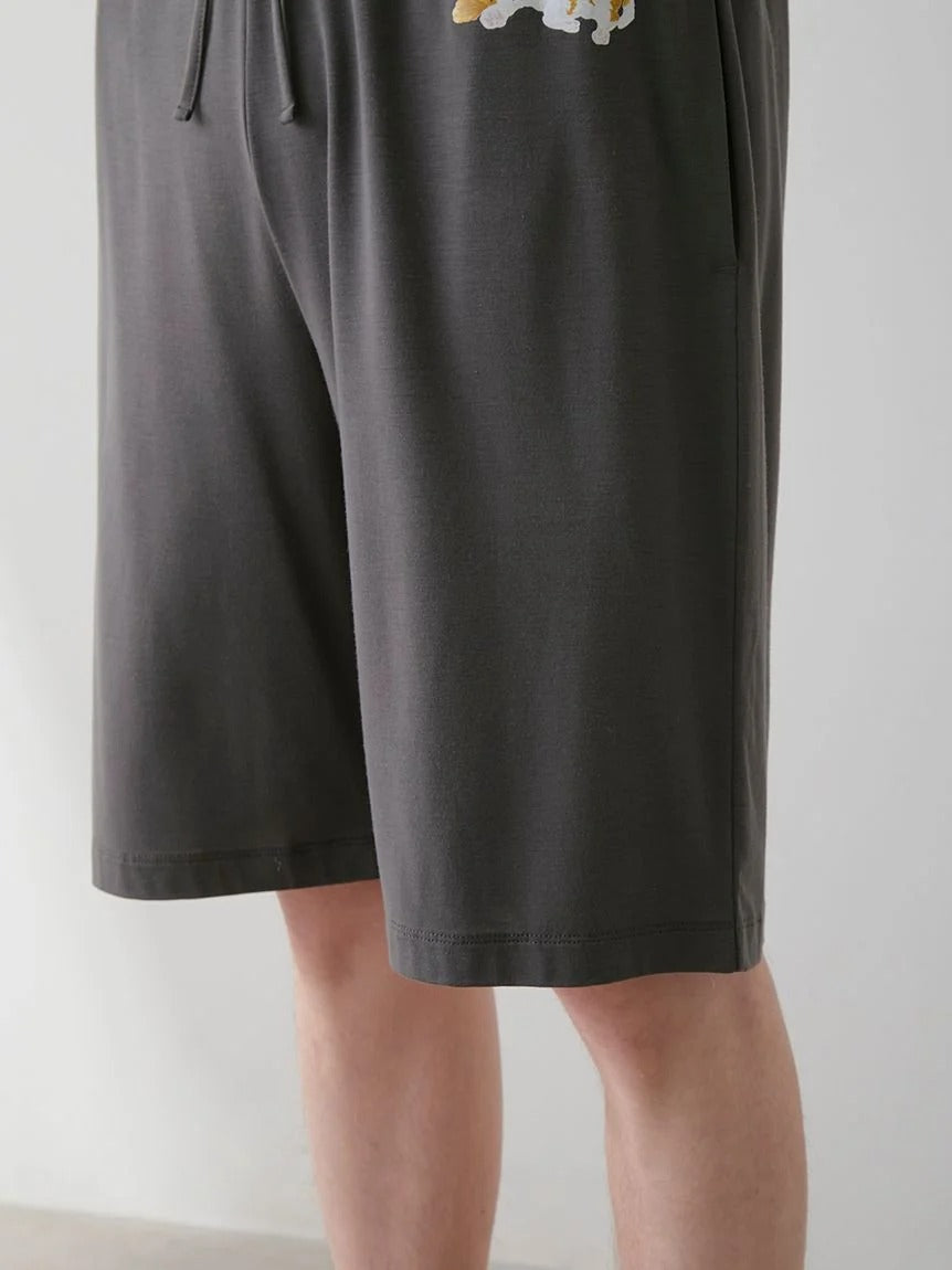 MEN's Cool-Touch Rayon Sleeping Dog T-Shirt & Shorts Set