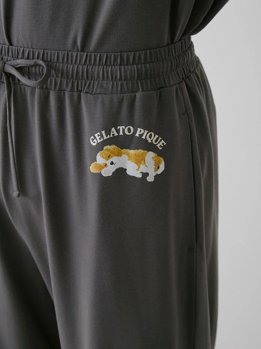 MEN's Cool-Touch Rayon Sleeping Dog T-Shirt & Shorts Set