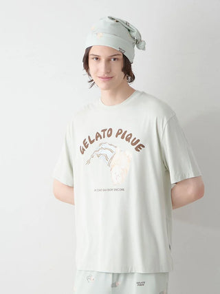 Mens Sleeping Cat Rayon One Point T-Shirt