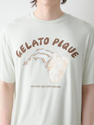 Mens Sleeping Cat Rayon One Point T-Shirt