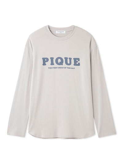 Men's Rayon Plain Stitch Logo-printed Long T-shirt gelato pique