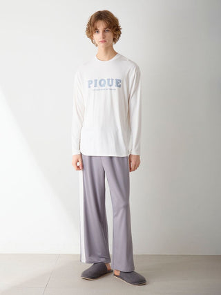 Men's Rayon Plain Stitch Logo-printed Long T-shirt