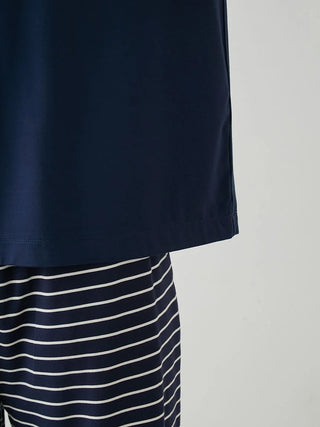 Men's Rayon Logo T-shirt & Striped Shorts Set