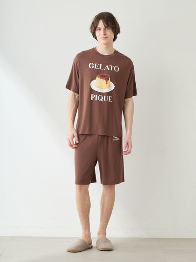 Men's Cool Rayon Pudding T-shirt & Shorts Set gelato pique