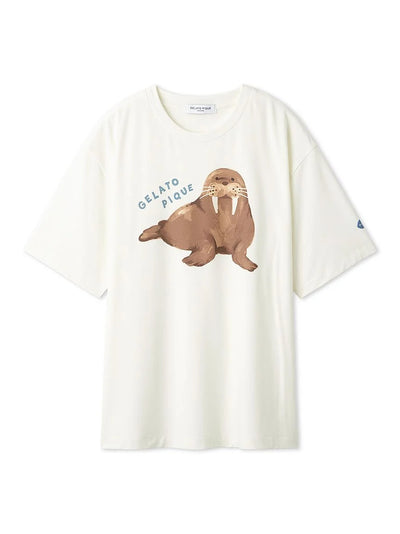Men's Cool-to-touch Sea Animals One Point Printed T-shirt gelato pique
