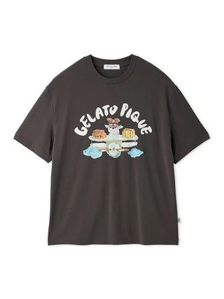 [Hirano Toshiyuki] Men's Cool Rayon Plane Dog Printed T-shirt - view 3