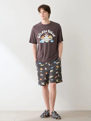 [Hirano Toshiyuki] Men's Cool Rayon Plane Dog Printed T-shirt - view 4