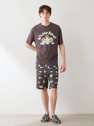 [Hirano Toshiyuki] Men's Cool Rayon Plane Dog Printed T-shirt - view 5
