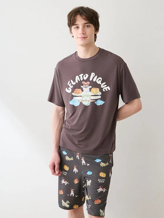 [Hirano Toshiyuki] Men's Cool Rayon Plane Dog Printed T-shirt - view 6