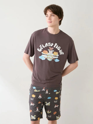 [Hirano Toshiyuki] Men's Cool Rayon Plane Dog Printed T-shirt - view 7