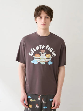 [Hirano Toshiyuki] Men's Cool Rayon Plane Dog Printed T-shirt - view 8