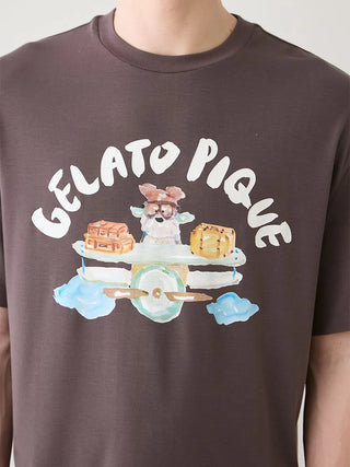 [Hirano Toshiyuki] Men's Cool Rayon Plane Dog Printed T-shirt - view 12