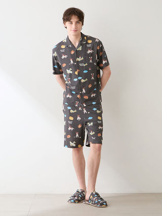 [Hirano Toshiyuki] Men's Cool Rayon Plane Dog Printed Shirt - view 4