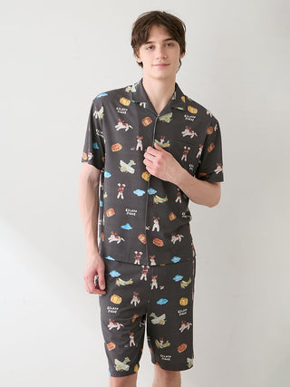 [Hirano Toshiyuki] Men's Cool Rayon Plane Dog Printed Shirt - view 5