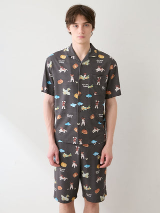 [Hirano Toshiyuki] Men's Cool Rayon Plane Dog Printed Shirt - view 6