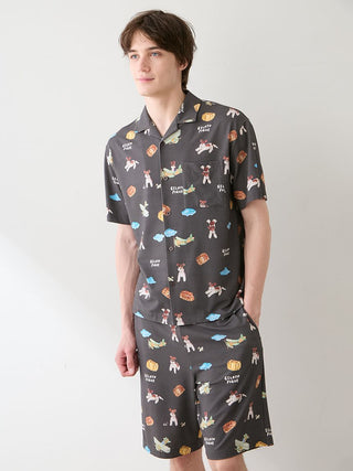 [Hirano Toshiyuki] Men's Cool Rayon Plane Dog Printed Shirt - view 7